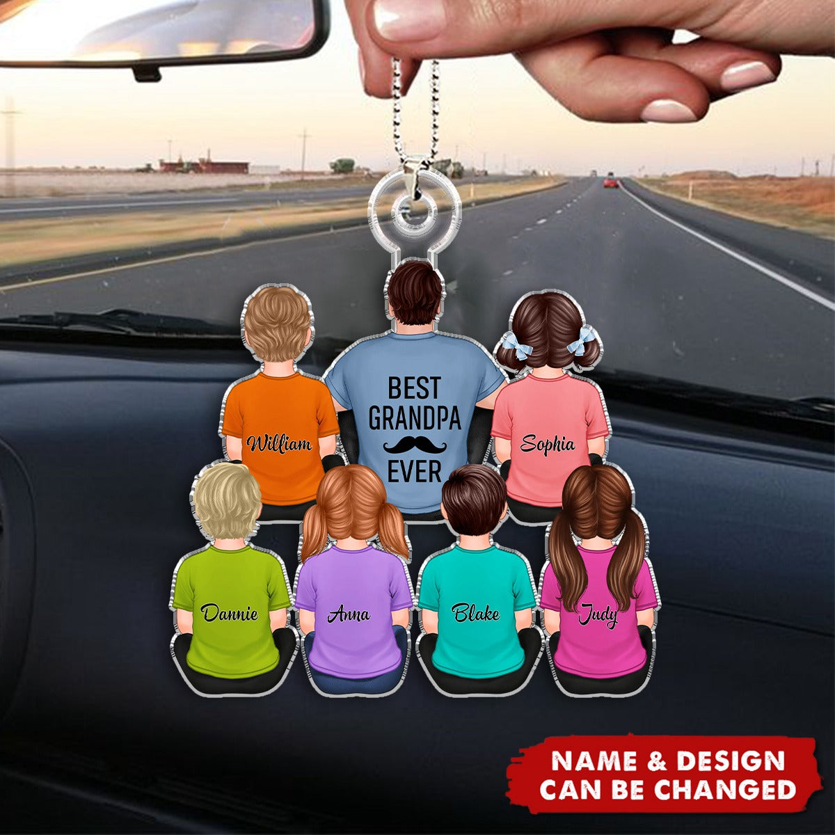 Best Papa Dad Grandpa Ever Sitting With Kids - Personalized Acrylic Car