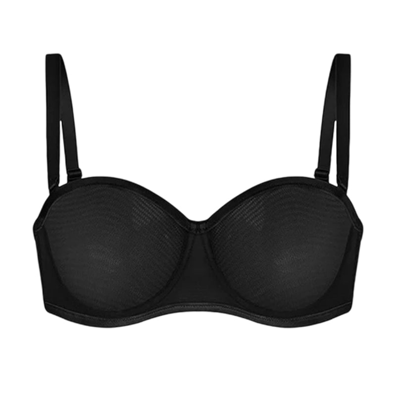 Strapless Mesh Underwire Balconette Bra