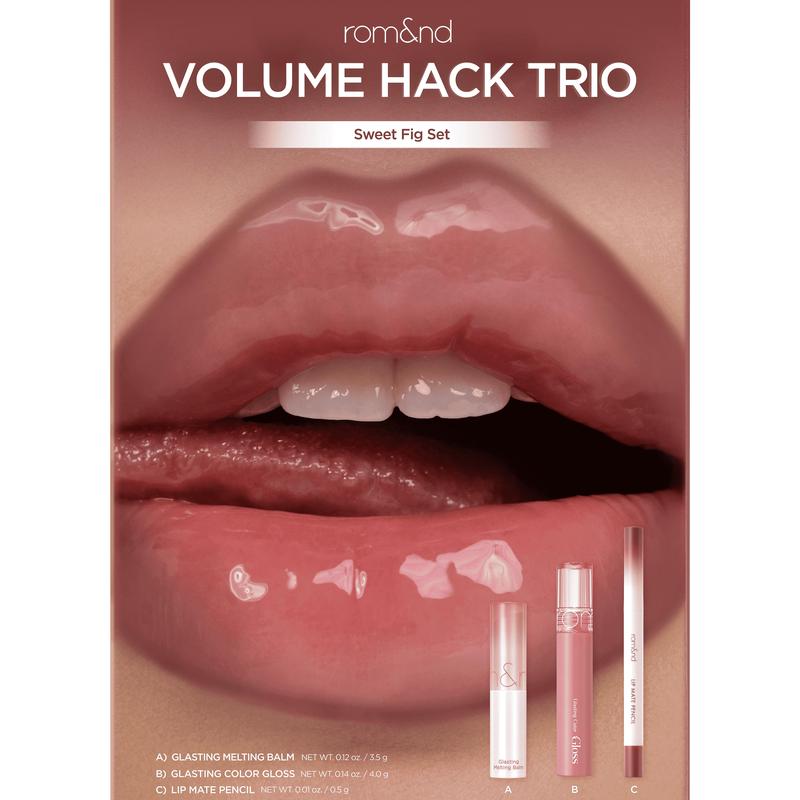 rom&nd LIP VOLUME HACK TRIO (3 Shades, Lip Mate Pencil & Melting Balm & Color Gloss)