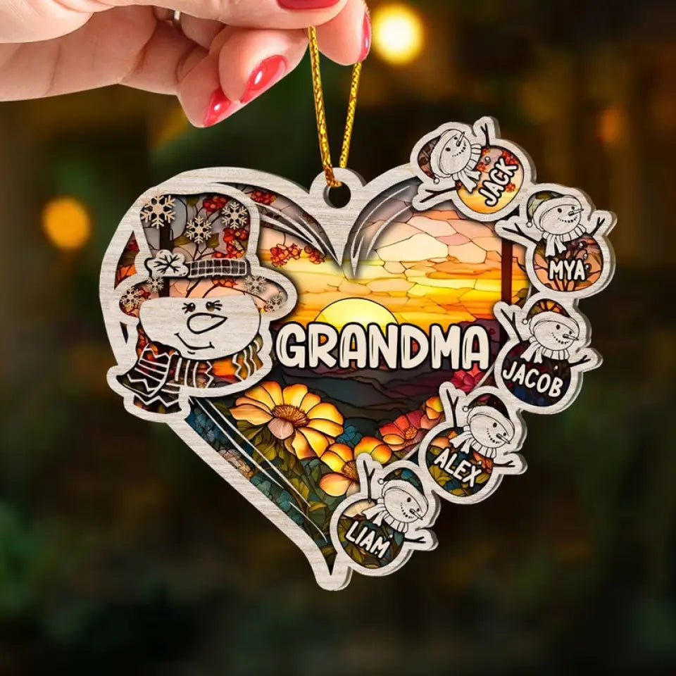 Suncatcher Nana Cute Personalized Acrylic Ornament Christmas Gift For Grandma