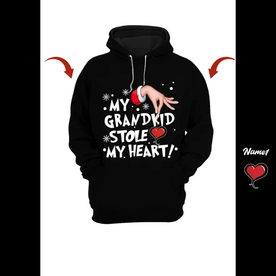 My grandkids Stole My Heart Grandma Personalized Christmas Sweatshirt