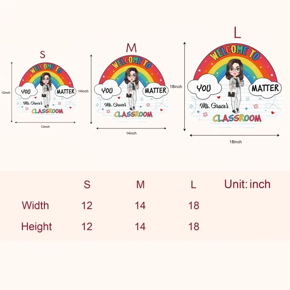 Welcome To The Class Rainbow - Personalized Custom Door Sign - Teacher's Day, Appreciation Gift For Teacher