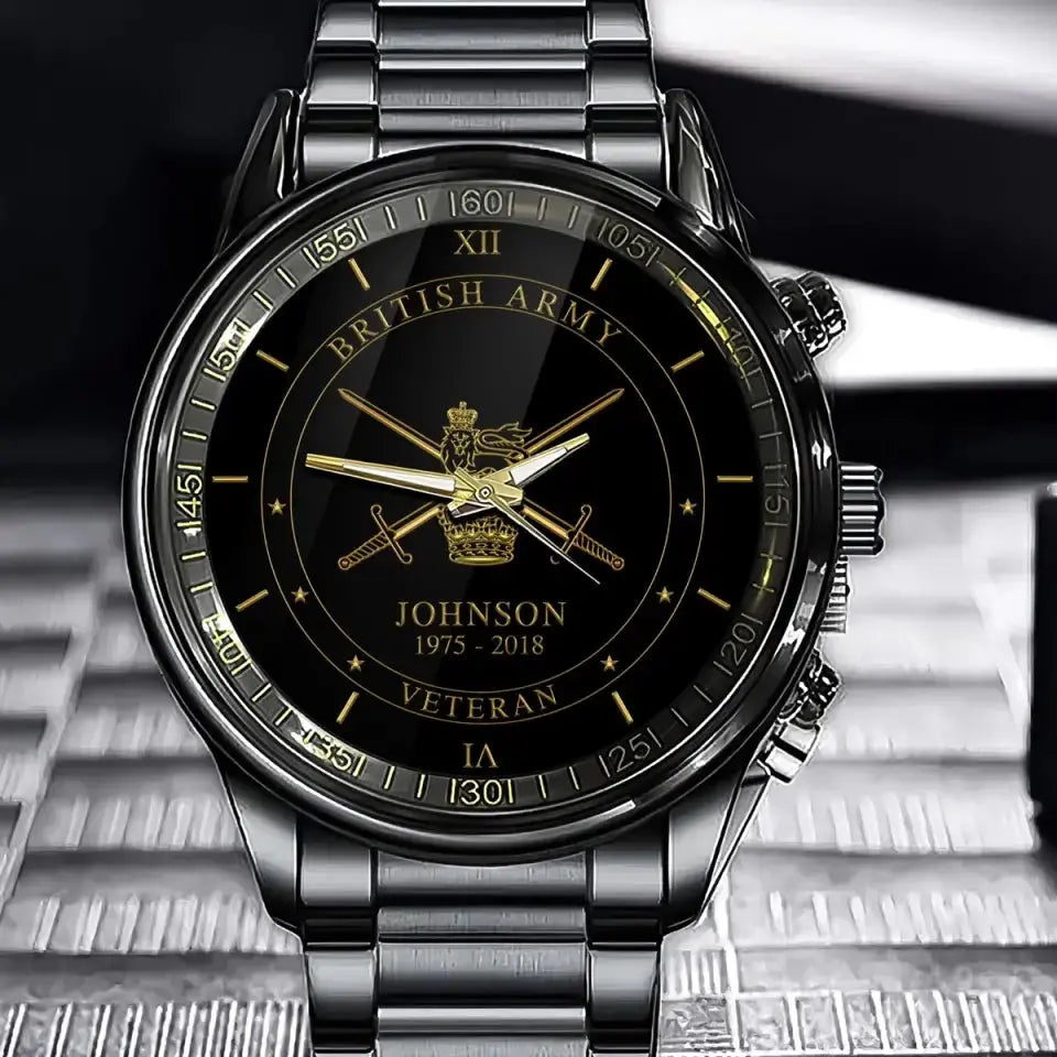 Personalized British Army Logo Custom Name & Time Watch Printed