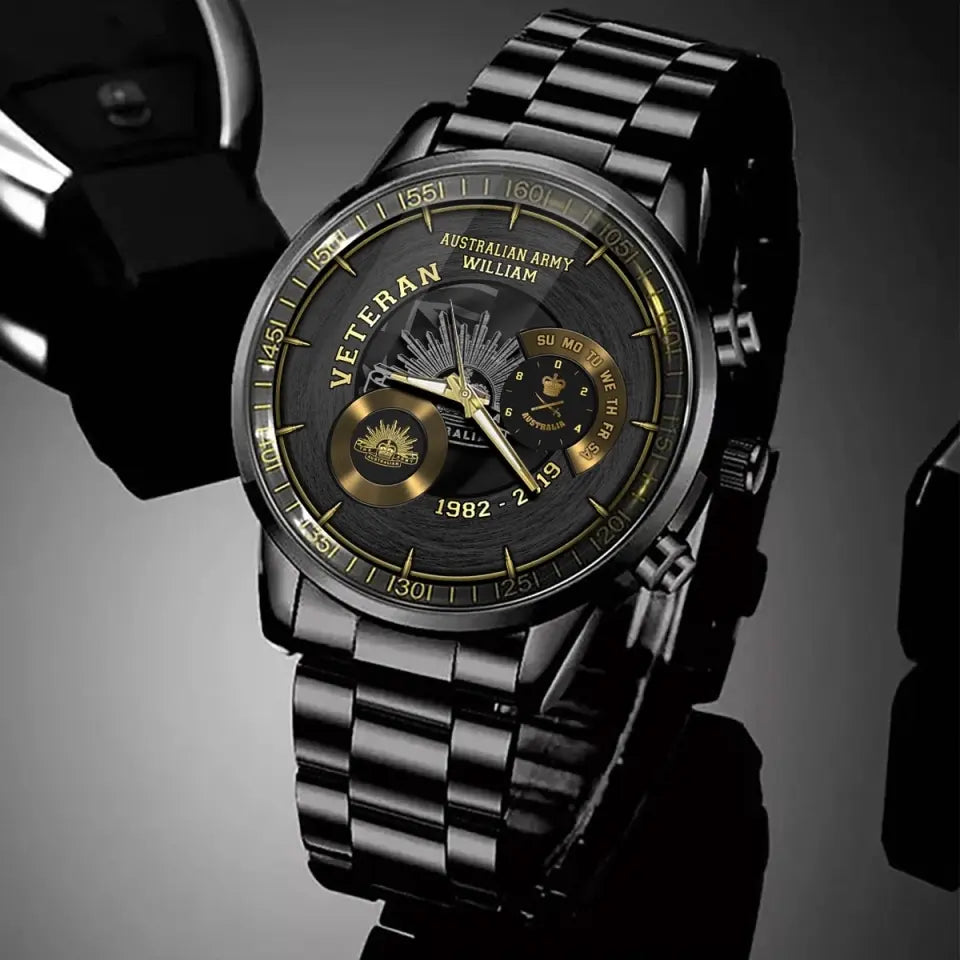 Personalized Australian Army Logo Custom Rank & Name Watch Printed