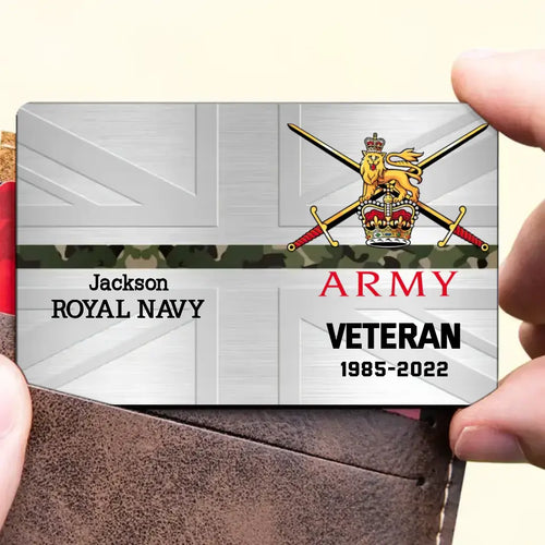 Personalized UK Veteran/Police/Firefighter Wallet Card Printed