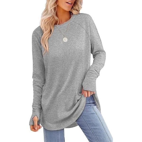 Women's Thumbhole Round Neck Long Sleeve