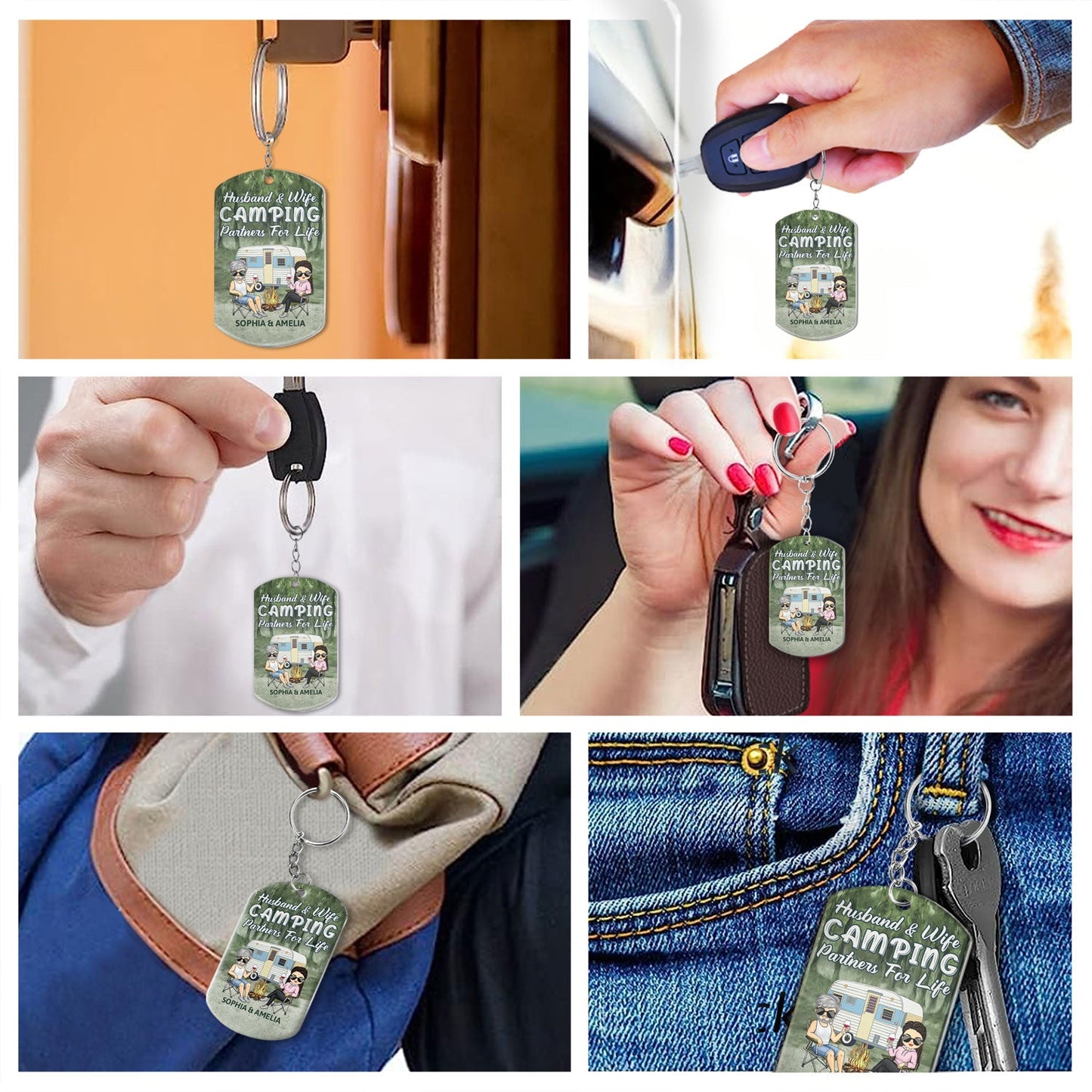 Keys To The Camper - Anniversary, Loving Gifts For Couples, Husband, Wife, Camping Lovers - Personalized Stainless Steel Keychain