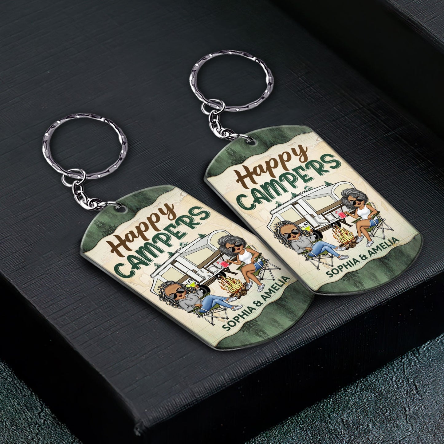 Keys To The Camper - Anniversary, Loving Gifts For Couples, Husband, Wife, Camping Lovers - Personalized Stainless Steel Keychain