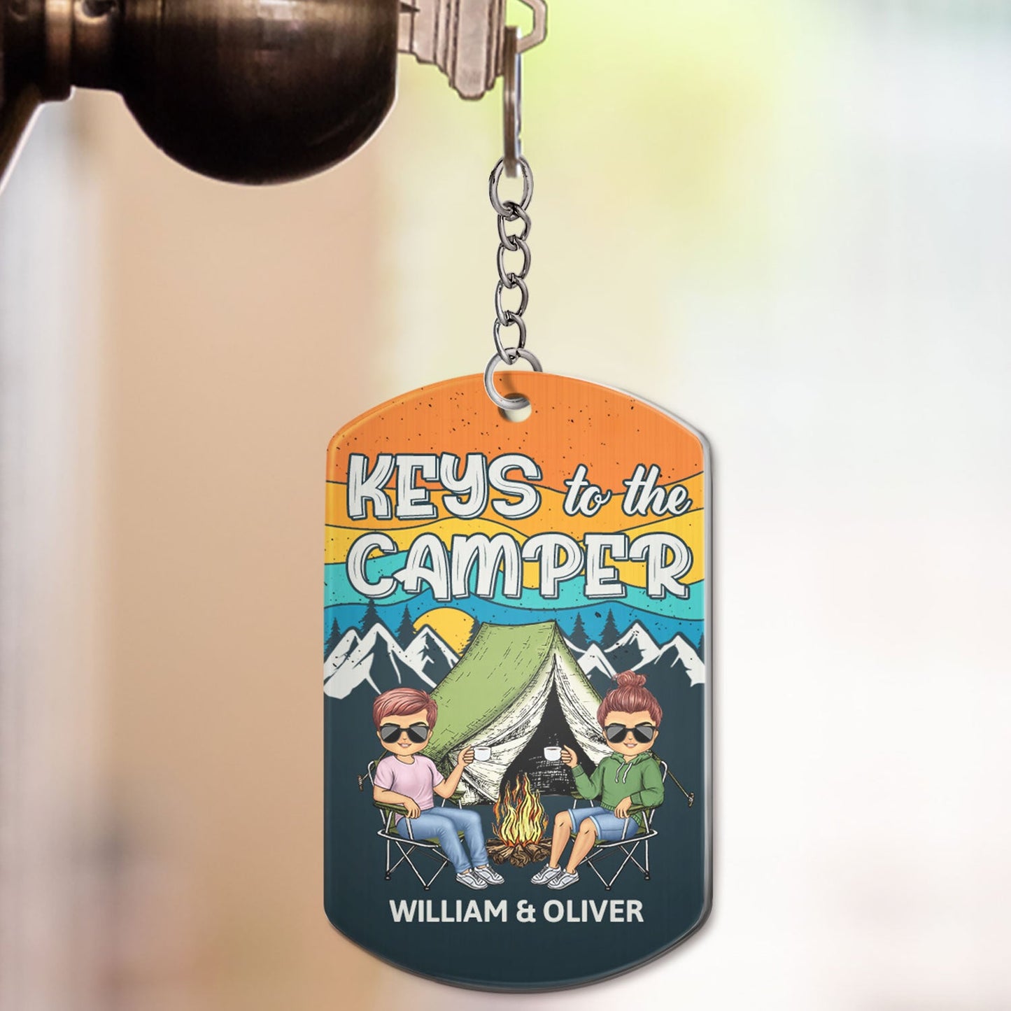Keys To The Camper - Anniversary, Loving Gifts For Couples, Husband, Wife, Camping Lovers - Personalized Stainless Steel Keychain