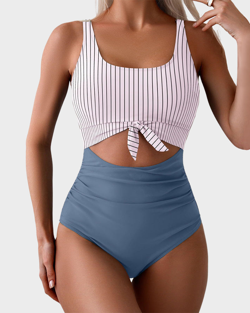 Ruched Tie-Knot Tummy Control One-Piece Swimsuit