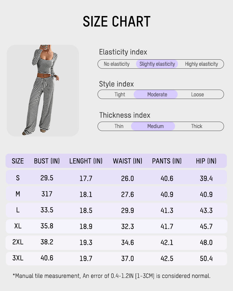 Stripe Crop Top & Wide Leg Two-Piece Lounge Set