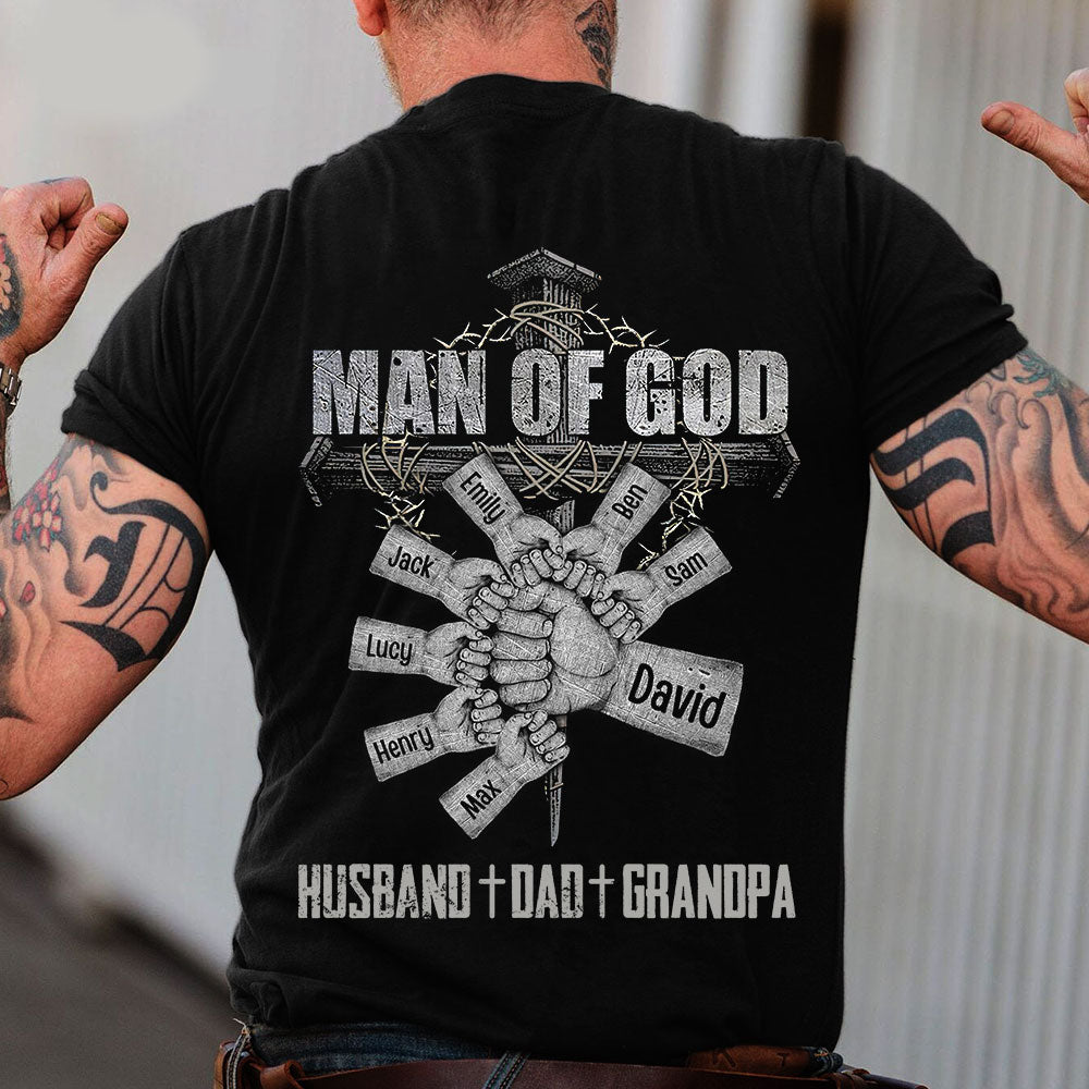 Man of God Fist Bump Fathers Day Gift for Daddy Grandpa Poppop Personalized