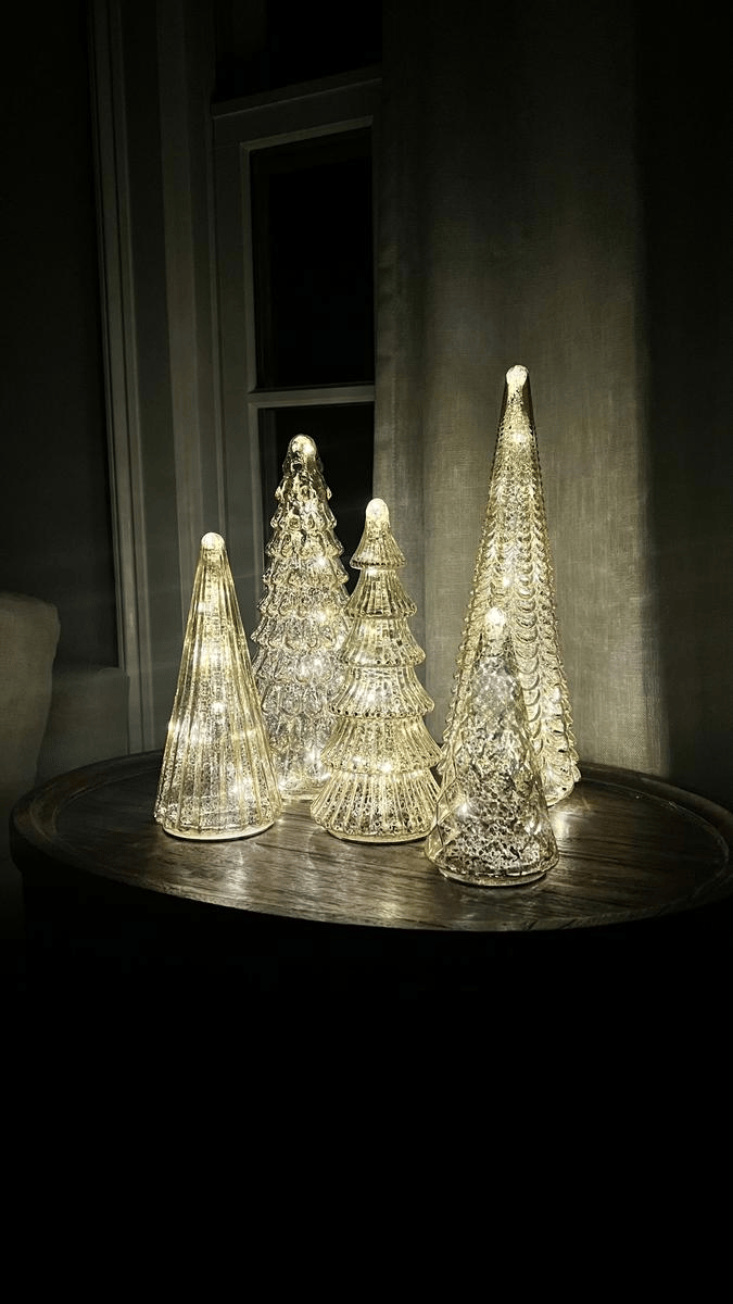 BFF Collection Set of 5 Illuminated Mercury Glass Trees