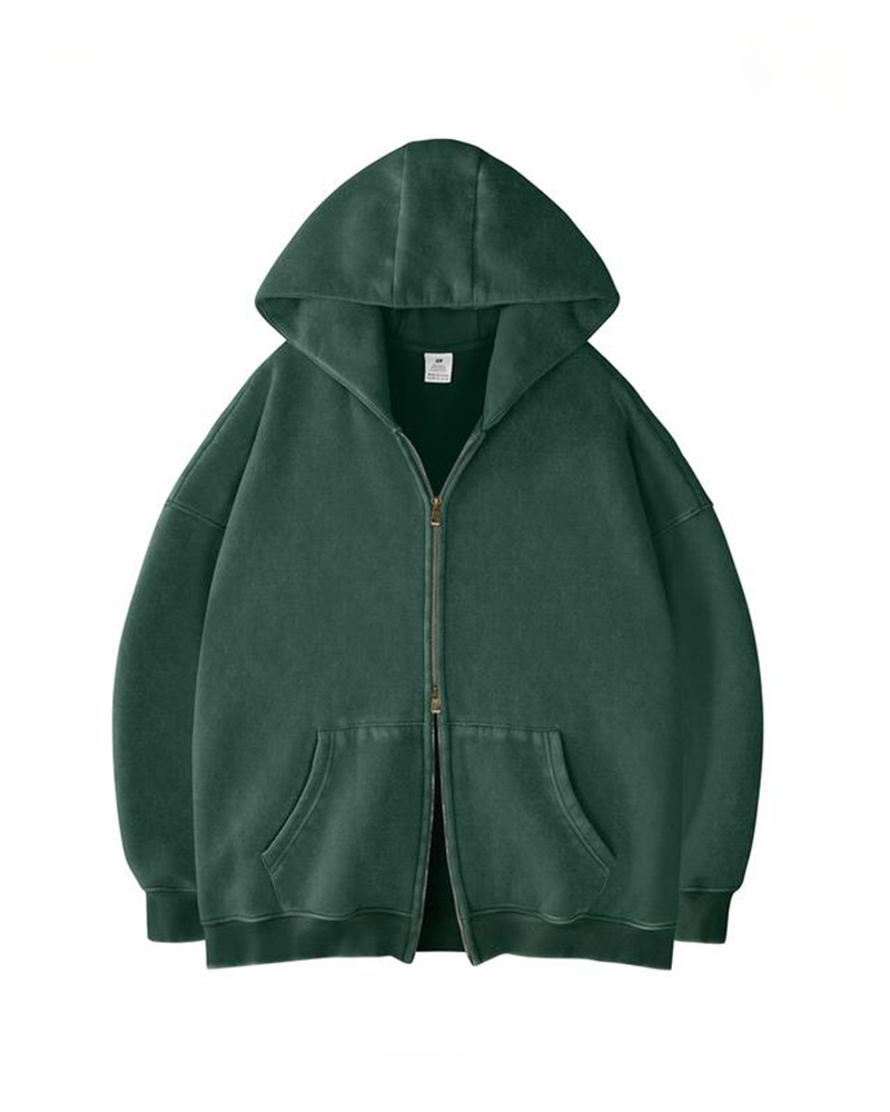 Oversized Unisex Acid Wash Zip Hoodie