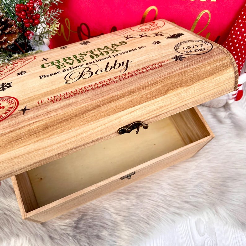Christmas Eve Box, Luxury personalised wooden treasure chest, Traditional Gifts