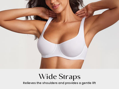 2-Piece Set💕Women's Unlined Balconette Bra Underwire Supportive Plus Size Smooth Scoop Neck no padded