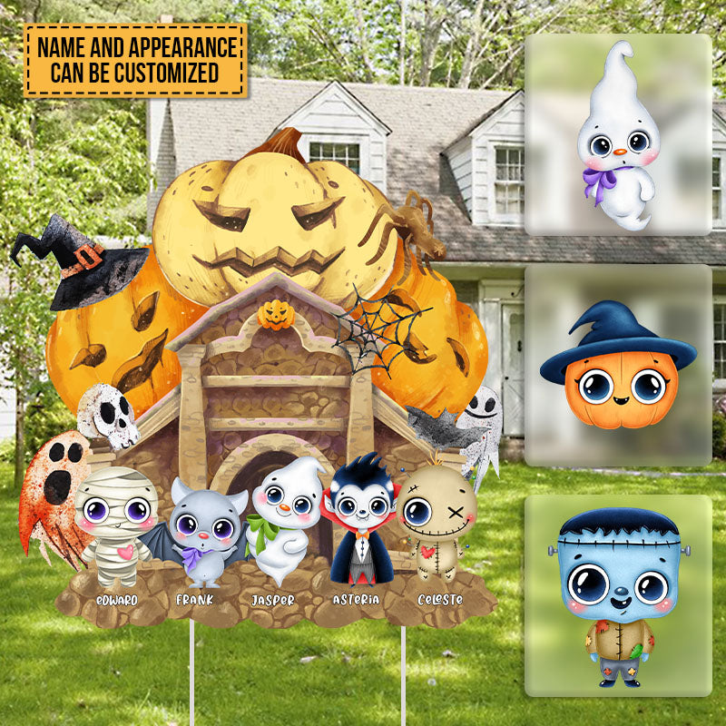 Pumpkin Head Cute Decor - Personalized Customized Yard Sign - Halloween Gift For Friend - Outdoor Decoration