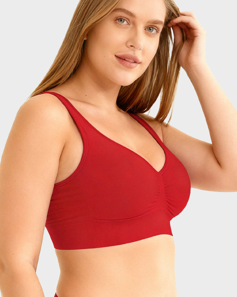 Wide Shoulder Strap Wireless T-Shirt Bra