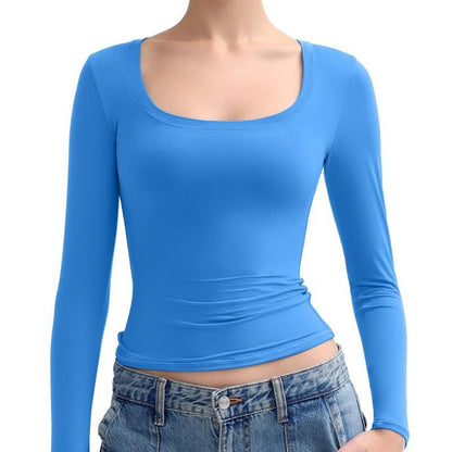 Women's Basic Double Layering Tight Slim Fit T Shirts