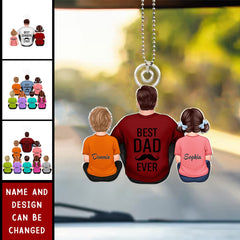 Best Papa Dad Grandpa Ever Sitting With Kids - Personalized Acrylic Car