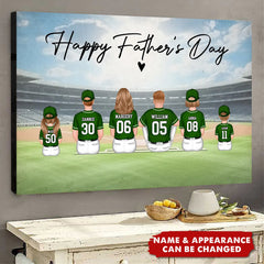 Daddy's Team Baseball Family Sitting Personalized Poster, Father's Day Gift For Dad, Grandpa, Husband