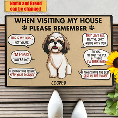 Visiting My House Please Remember, Paillasson personnalisé, Cadeau personnalisé pour les amoureux des chiens
