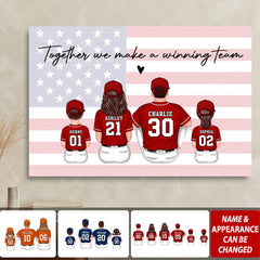 Daddy's Team Baseball Family Sitting Personalized Poster, Father's Day Gift For Dad, Grandpa, Husband