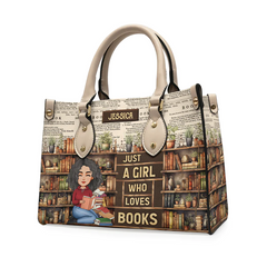 Just A Girl Who Loves Books Vintage - Personalized Leather Bag