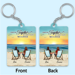 Couple Back View At Beach Personalized Acrylic Keychain