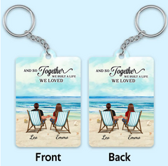 Couple Back View At Beach Personalized Acrylic Keychain