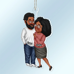 Couple bras dessus bras dessous - Cadeau d’anniversaire pour les couples - Cintre de voiture acrylique personnalisé