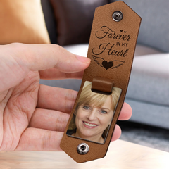 Custom Photo I Will Carry You Until I Can See You Again - Memorial Gift For Family - Personalized Leather Photo Keychain