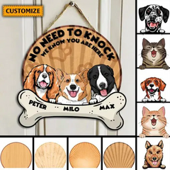 Dog Door Sign Customizable Shaped Wooden Sign for Your Pet