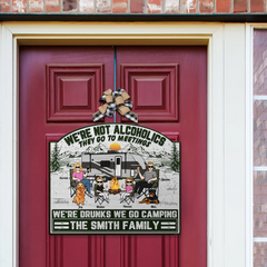Family & Dogs We're Not Alcoholics They Go To Meetings - Personalized Custom Shaped Wood Sign