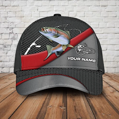 Personalized Fishing Metal Red Classic Cap