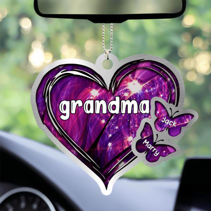 Sparkling Grandma- Mom Heart Butterfly Kids, Multi Colors Personalized Ornament