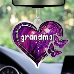 Grand-mère étincelante - Maman Coeur Papillon Enfants, Ornement personnalisé multicolore 