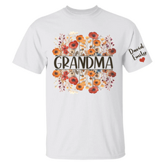Dans le jardin de grand-mère, l'amour grandit comme des fleurs - Chemise personnalisée familiale avec motif sur la manche - Cadeau d'anniversaire pour maman, grand-mère
