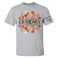 In Grandma's Garden, Love Grows Like Flowers - Family Personalized Custom Shirt With Design On Sleeve - Birthday Gift For Mom, Grandma