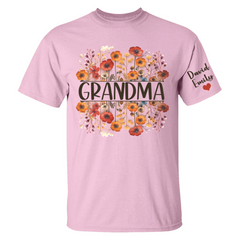 Dans le jardin de grand-mère, l'amour grandit comme des fleurs - Chemise personnalisée familiale avec motif sur la manche - Cadeau d'anniversaire pour maman, grand-mère