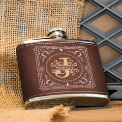 Cowboy Style Monogram - Birthday Gift For Dad, Grandpa, Brother, Men - Personalized Hip Flask