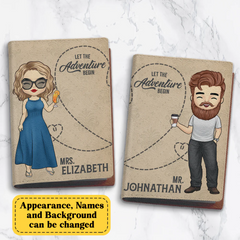 Let The Adventure Begin - Personalized Passport Cover, Passport Holder - Gift For Couples, Gift For Travel Lovers