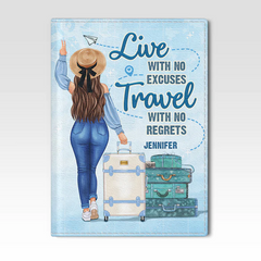 Voyagez sans regrets - Couverture de passeport personnalisée, titulaire du passeport - Cadeau pour Bestie
