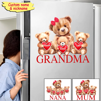 Mama Bear With Cute Little Bear Kids Personalized Decal Gift For Mom/ Grandma