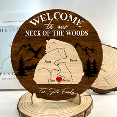 Cadeaux personnalisés pour le panneau en bois familial Bienvenue dans notre cou des bois