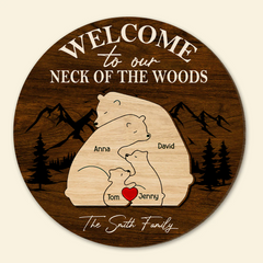 Cadeaux personnalisés pour le panneau en bois familial Bienvenue dans notre cou des bois