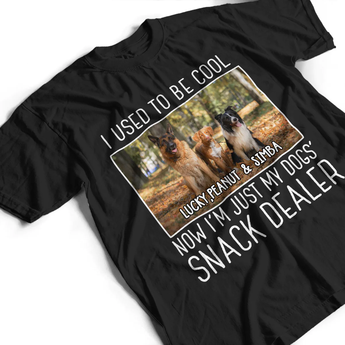 Custom Photo Now I'm Just My Dogs' Snack Dealer - Gift For Dog Lovers, Dog Mom, Dog Dad - Personalized T Shirt