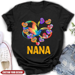 Chemise arc-en-ciel personnalisée grand-mère Infinity Hummingbird - Idée cadeau pour grand-mère / mère