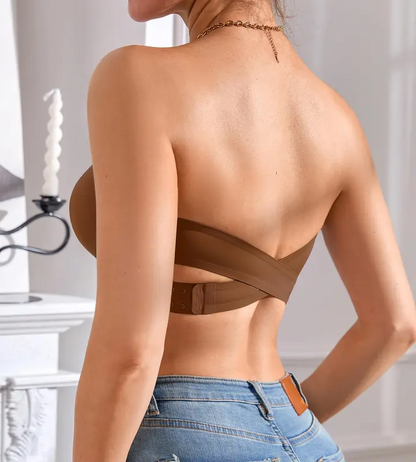 Non-Slip Crossover Side Hook Bandeau Bra
