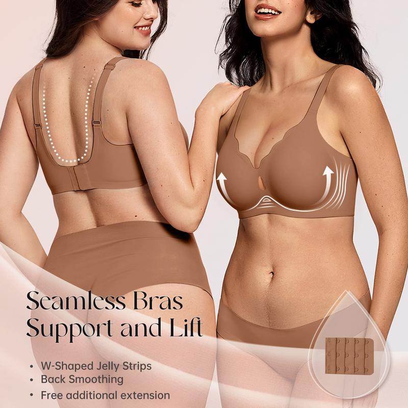 Women Water Drop Hollow Scalloped Flowers V Neck Bras